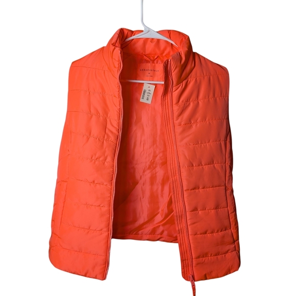 New Abercrombie & Fitch Bright Vibrant Puffer Puffy Pink Vest Zipper Pockets M - Picture 8 of 9